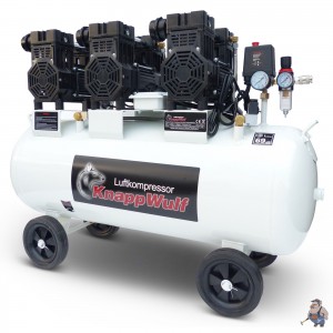 ОБЕЗШУМЕН / ТИХ БЕЗМАСЛЕН КОМПРЕСОР 100Л., 3 МОТОРА KW2200