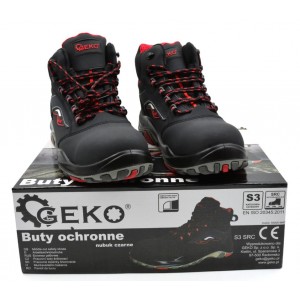 Високи работни обувки от черен набук с бомбе G90545 - Geko