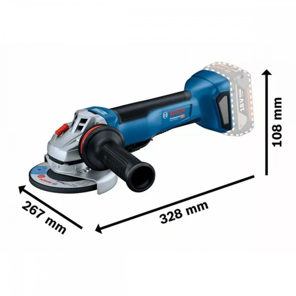 Акумулаторен ъглошлайф, 125мм, 18 V 06019J4100, Bosch GWS 18V-10 P