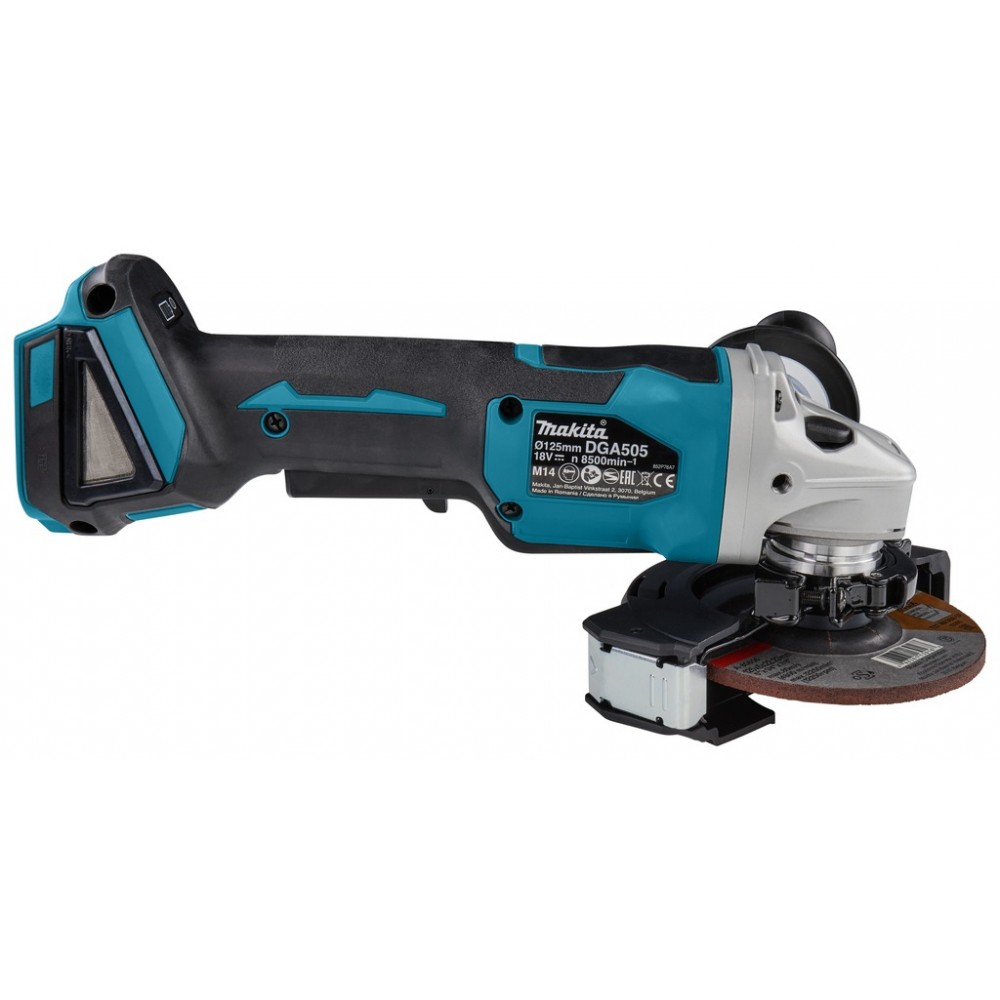 Акумулаторен ъглошлайф, безчетков 18 V с лапа, Makita DGA505Z