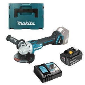 Акумулаторен ъглошлайф + зарядно + батерия 18V/6.0Ah, Makita DGA506ZJ