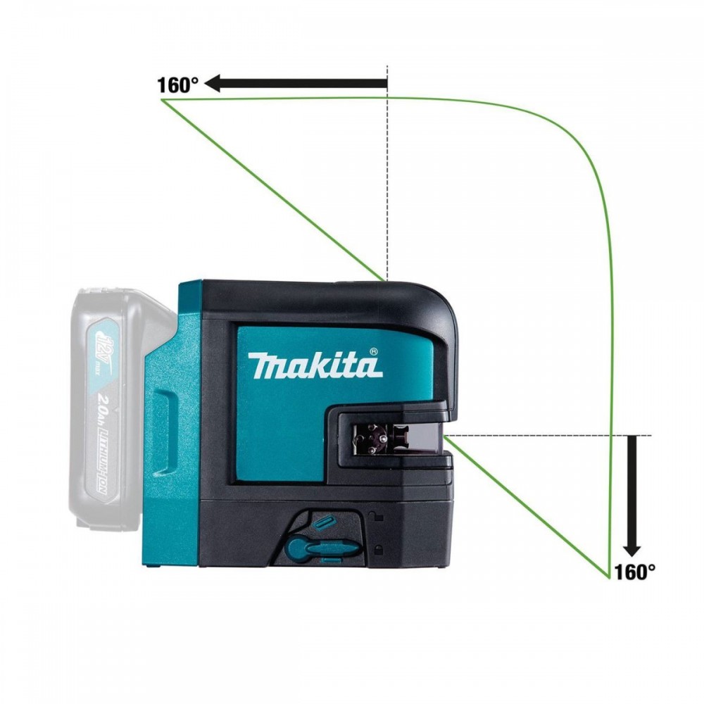 Акумулаторен лазерен нивелир 12 V, 2 линии, зелен, Makita SK105GDZ