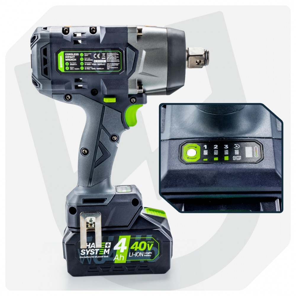 Акумулаторен ударен гайковерт 2000Nm 3/4" 40V - W04605