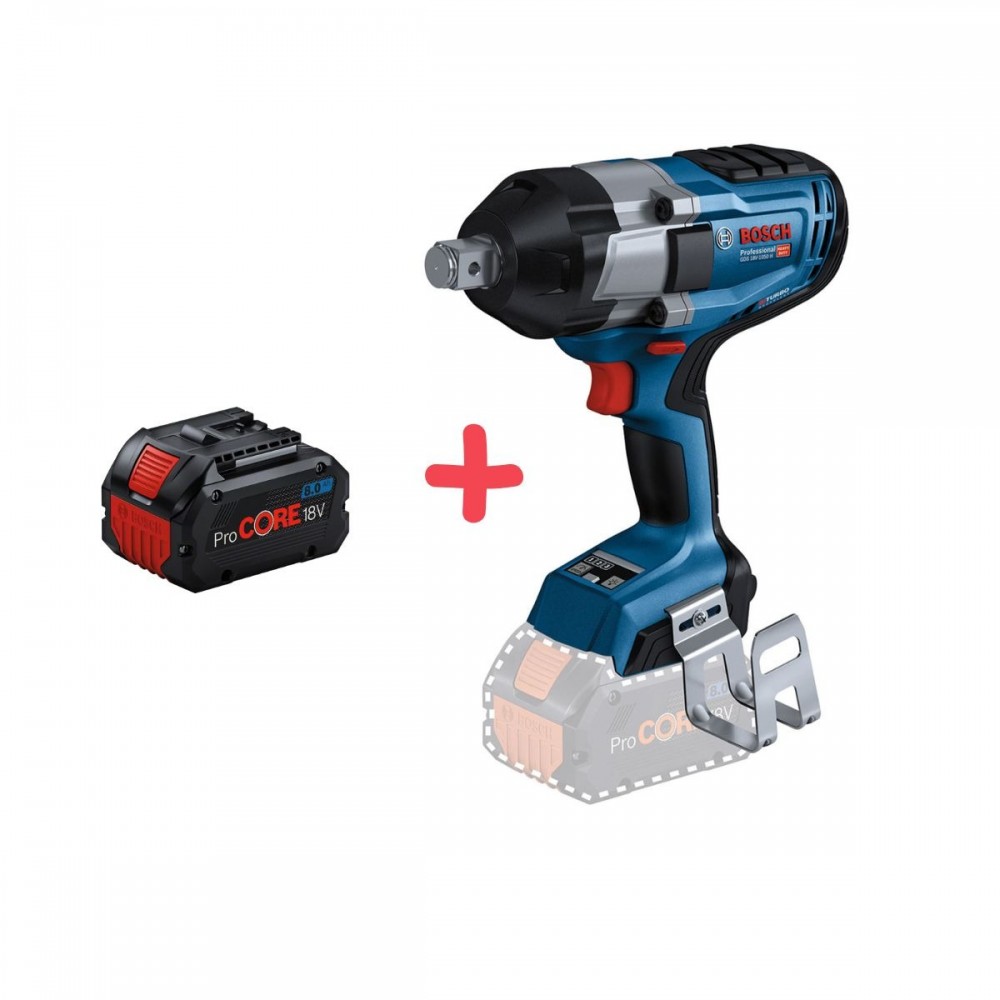 Акумулаторен ударен гайковерт + батерия procore 8.0Ah, Bosch GDS 18V-1050 H