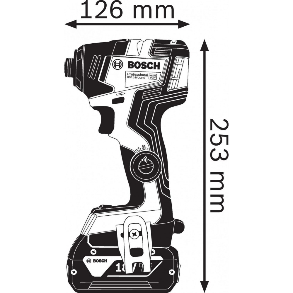Акумулаторен ударен гайковерт, Bosch GDR 18V-200 C SOLO