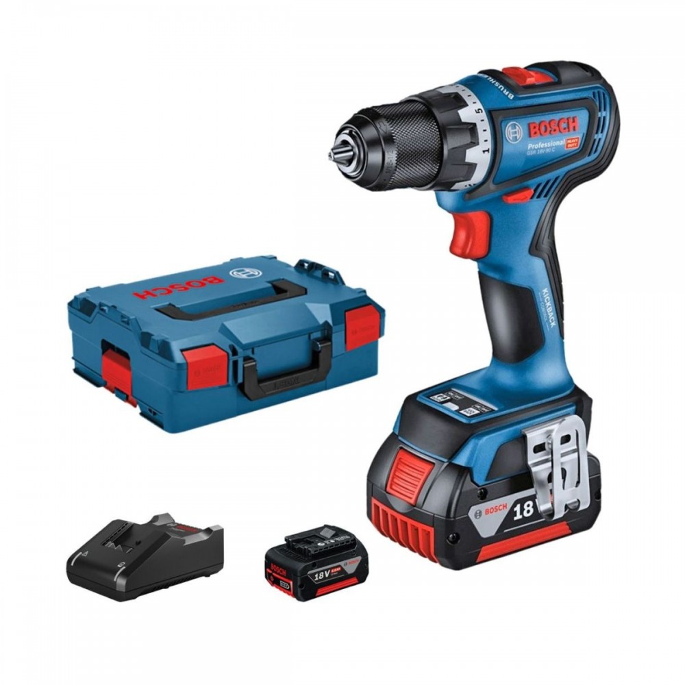 Акумулаторен винтоверт 18 V, 64 Nm, 4.0 Ah, Bosch GSR 18V-90 C