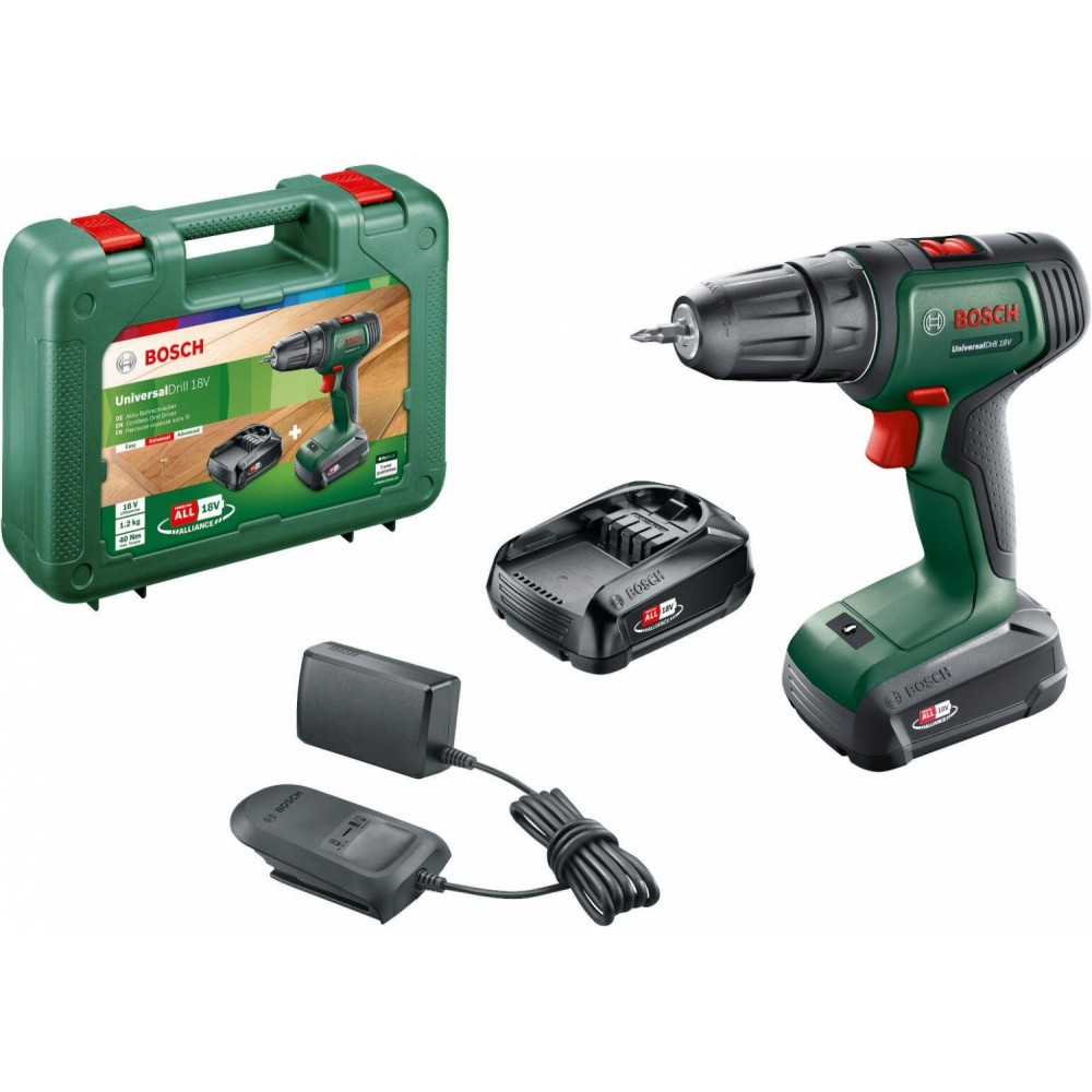 Акумулаторен винтоверт 18V, 2×1,5Ah, Bosch UniversalDrill