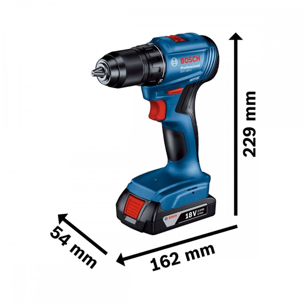 Акумулаторен винтоверт Professional, 18 V, 50 Nm, Bosch GSR 185-LI