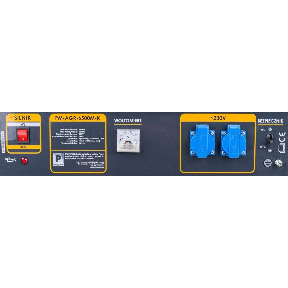 Бензинов монофазен генератор 6500 W, 6.5 kW, 24 литра - PM-AGR-6500M-K
