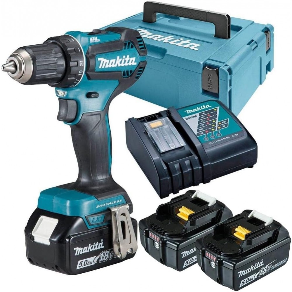Безчетков винтоверт – бормашина 18 V, 50 Nm, Makita DDF485RTJ3