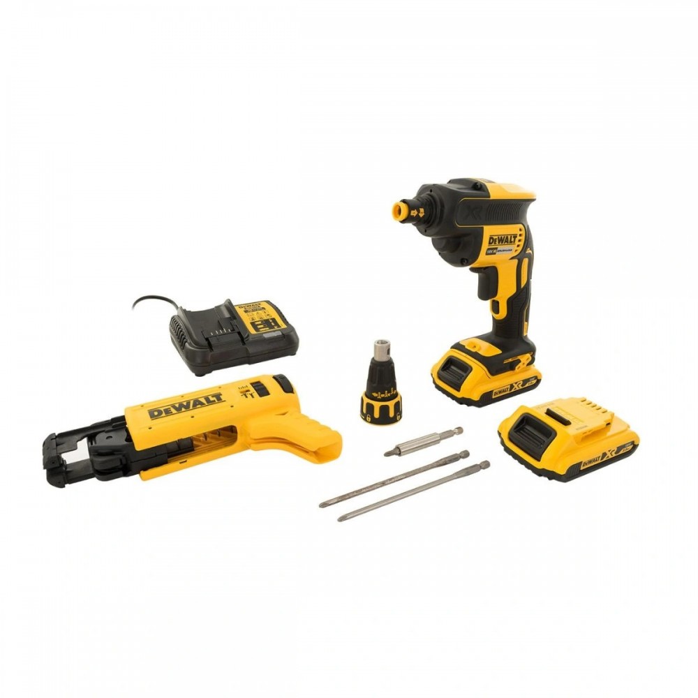 Безчетков винтоверт за гипсокартон с пълнител, 18V, DeWalt DCF620D2K