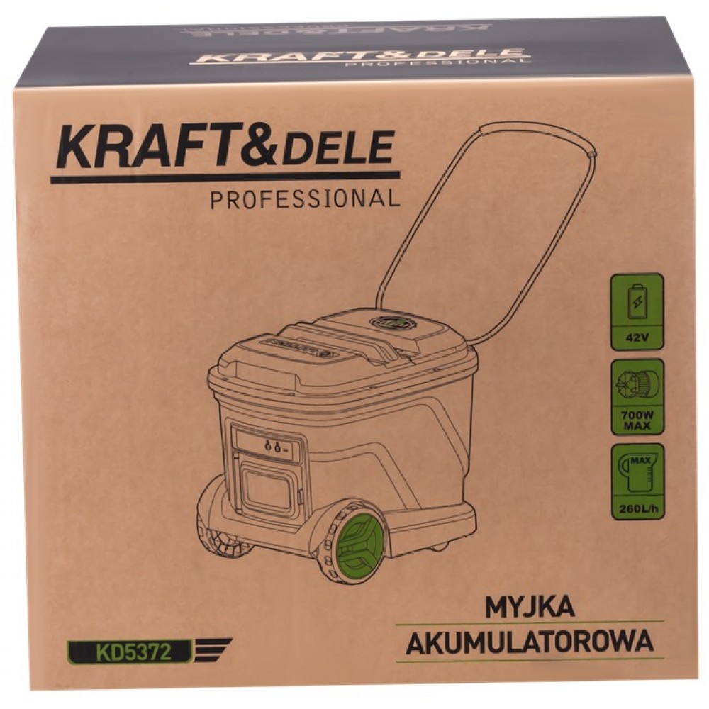 Акумулаторна водоструйка, 42 V, 3 Ah, 20 литра, 700 W  - KD5372
