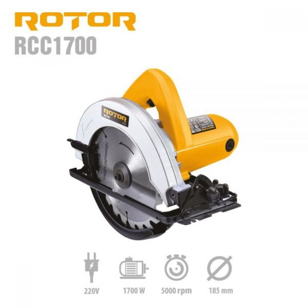 Електрически ръчен циркуляр 1700W, 185 мм, 5000 об/мин - RCC1700