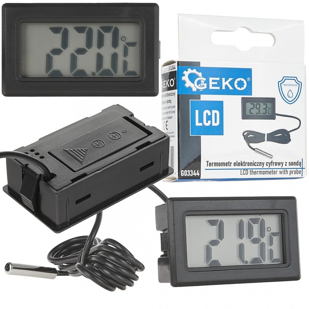 LCD термометър със сонда, без батерия, от -50°C - +110°C - G03344