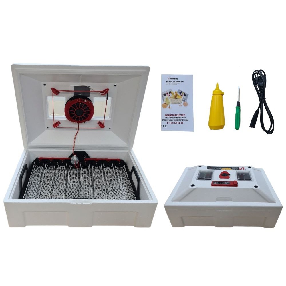 Инкубатор за яйца, 50W, 220V, 30-40C, Сензор за влажност, Автоматично обръщане - E1
