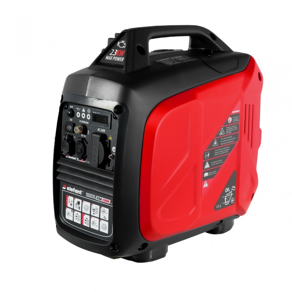 Инверторен генератор, 2,3 kW, Стартов предпазител, Индикатор за бензин, USB портове, 22 кг. - ESG-2000