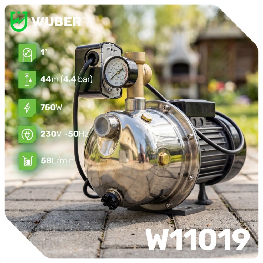 Хидрофорна помпа за чиста вода 750W неръждаема стомана - W11019