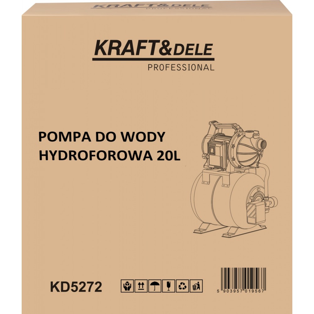 Хидрофорна водна помпа 20 литра, 1200W, 3400 л/ч. - KD5272