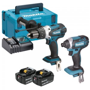 Комбинирана бормашина и ударен драйвер 18 V комплект, Makita DLX2145TJ