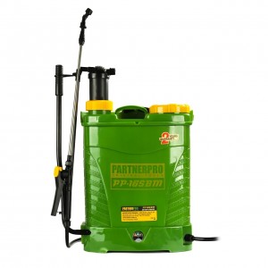 Комбинирана градинска пръскачка електрическа/ръчна, 12V/8Ah, 620 m2, 3 вида дюзи, 16 л, 2 в 1 - PP-16SBM