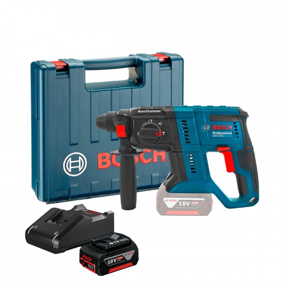 Комплект акумулаторен перфоратор, 18 V, 2 J, SDS-plus, 0611911120, Bosch GBH 180-LI