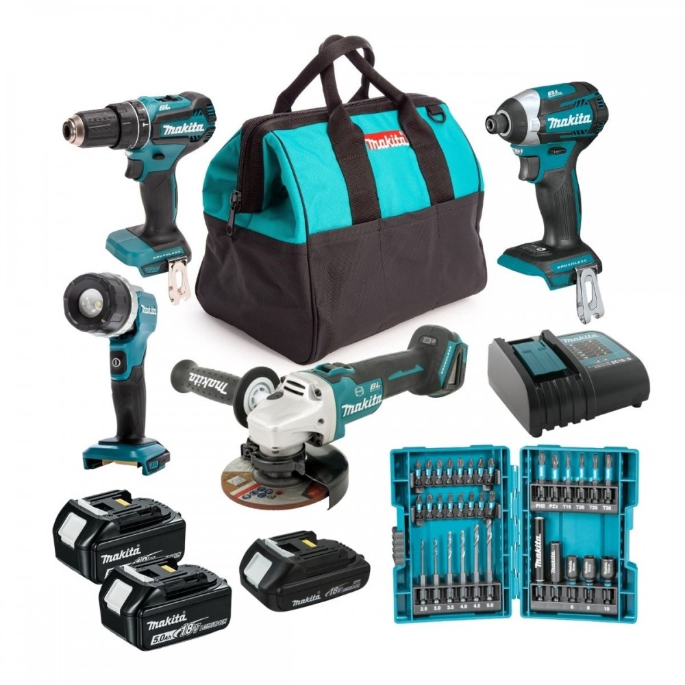Комплект акумулаторни, безчеткови машини 18V, Makita MSET18V2