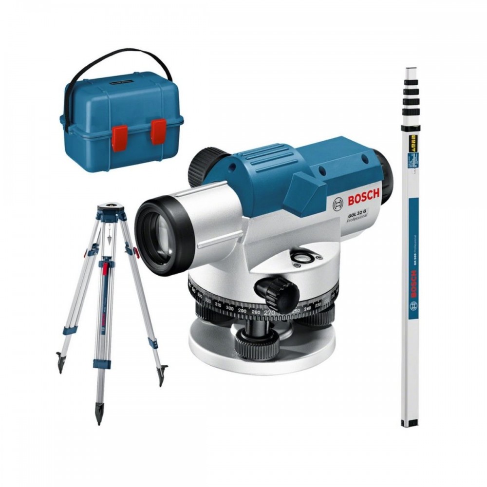 Комплект оптичен нивелир 601068503, 120 м, Bosch GOL 32 G Professional set