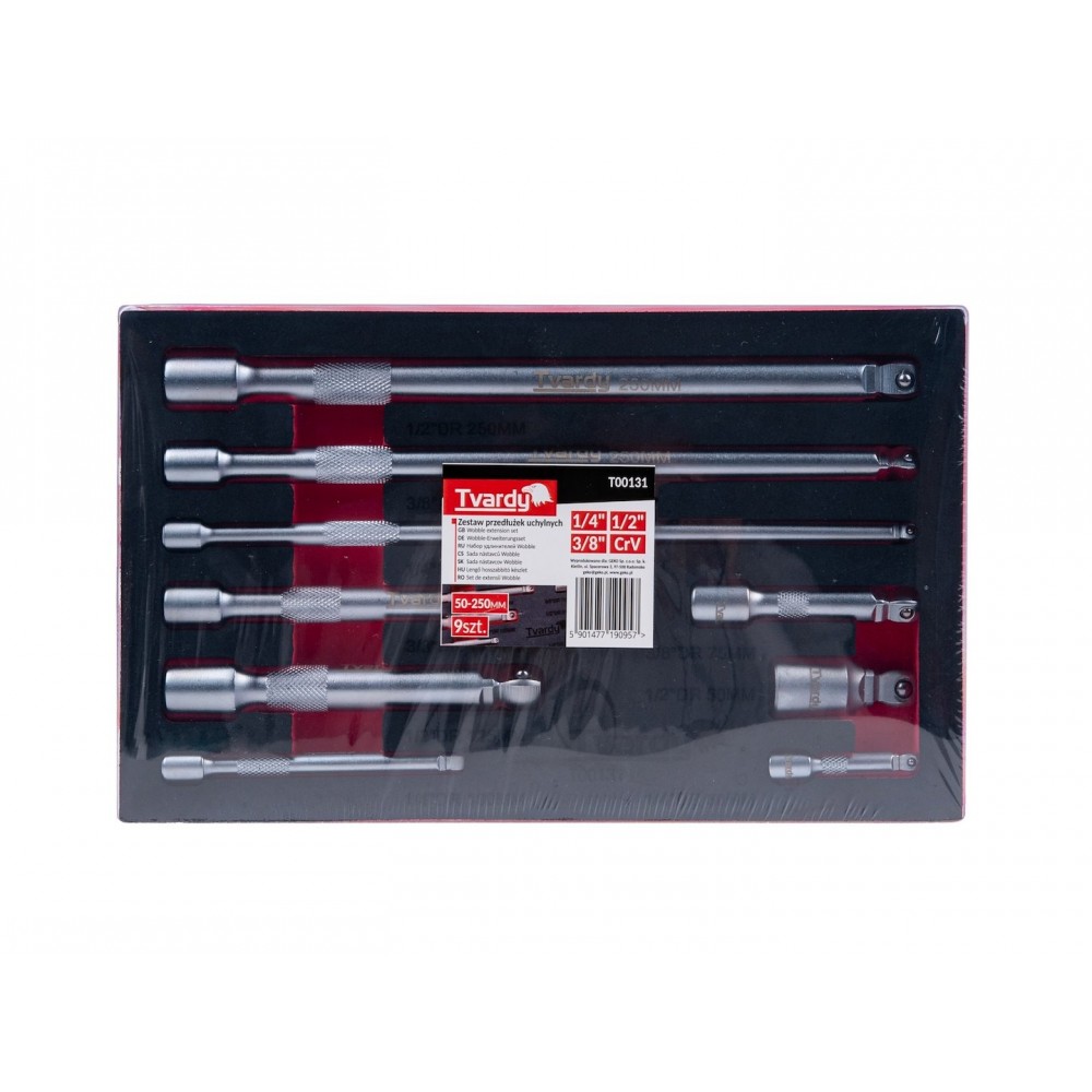 Комплект удължители за вложки 1/4", 3/8", 1/2", CrV, 9 бр. - T00131