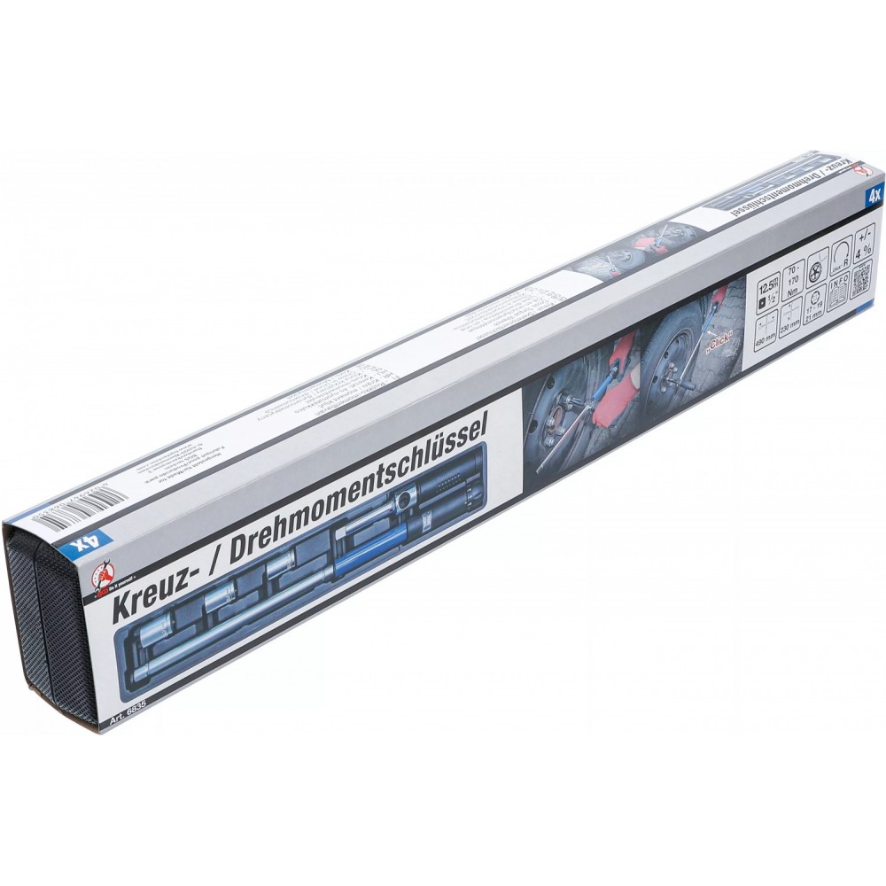 Кръстов динамометричен ключ 12,5 мм 1/2" 70 - 170 Nm BGS6835