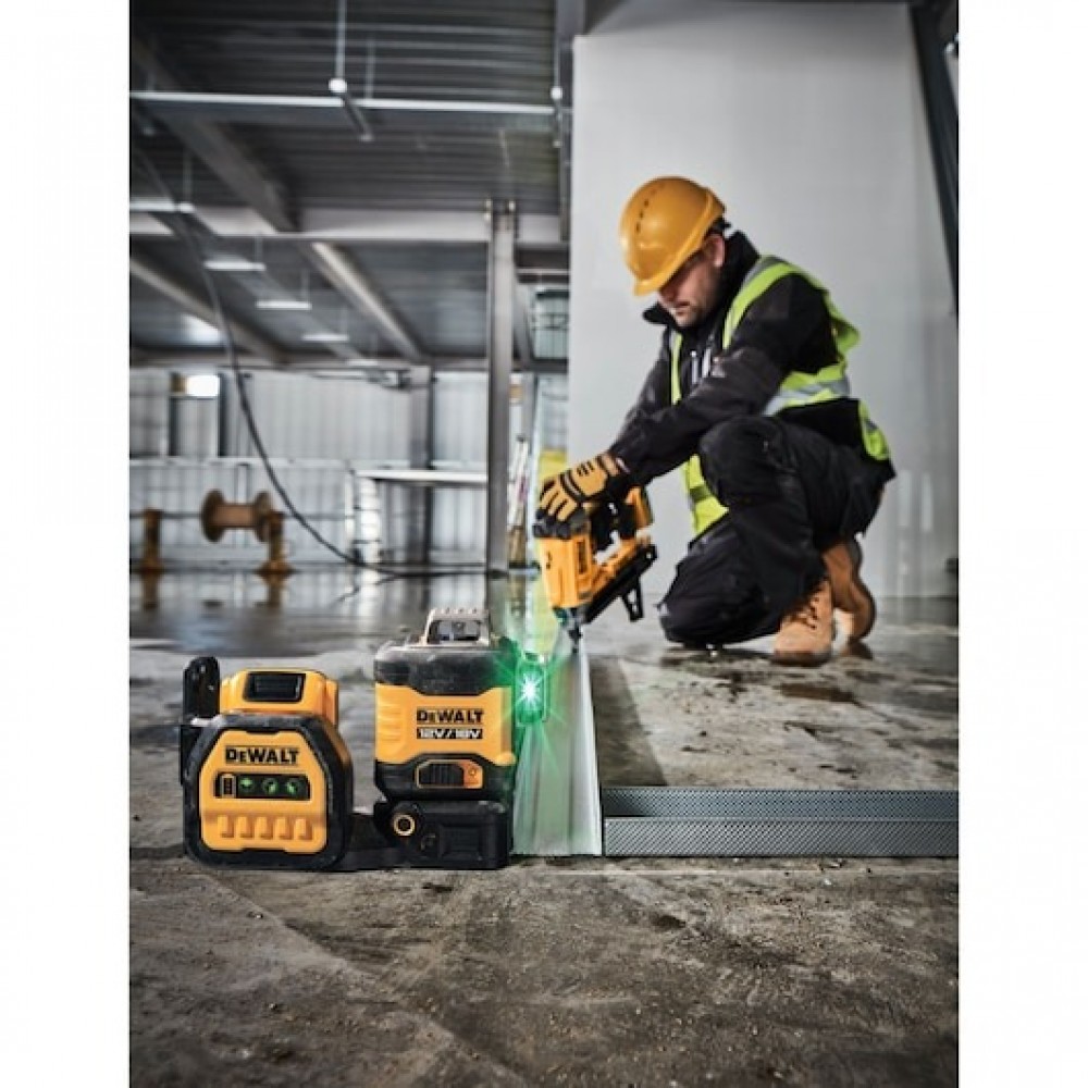 Лазерен нивелир 12-18V, 360 градуса, зелен лъч, DeWalt DCE089D1G18