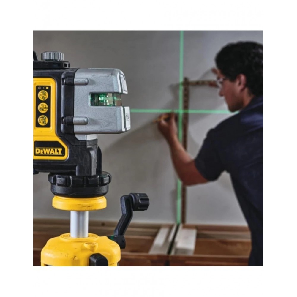 Лазерен нивелир, 3 зелени лъча 50 м, DeWalt DW089CG