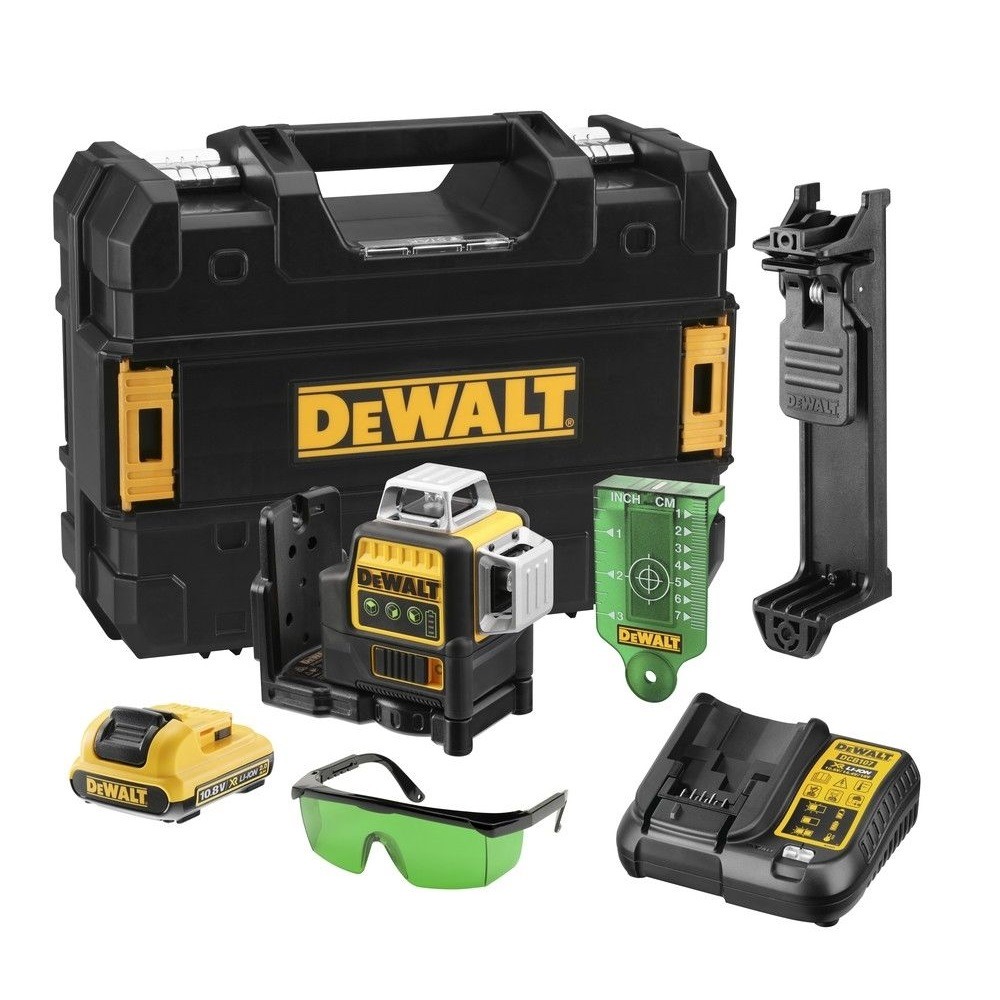 Лазерен нивелир 360° 3 зелени лъча + Тринога 5/8″, 1.73 м, DeWalt DCE089D1G; DE0736