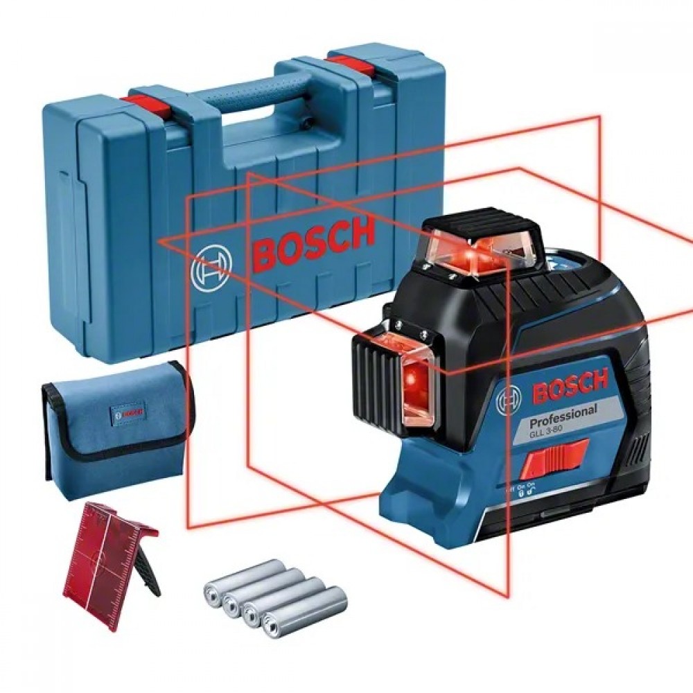 Лазерен нивелир, линеен с 3 лъча 30 м, 0.2 мм/м, Bosch GLL 3-80