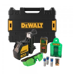 Лазерен нивелир с 2 зелени лъча 20 м, 0.3 мм/м + Лазерна ролетка, DeWalt DW0889CG; DW099E