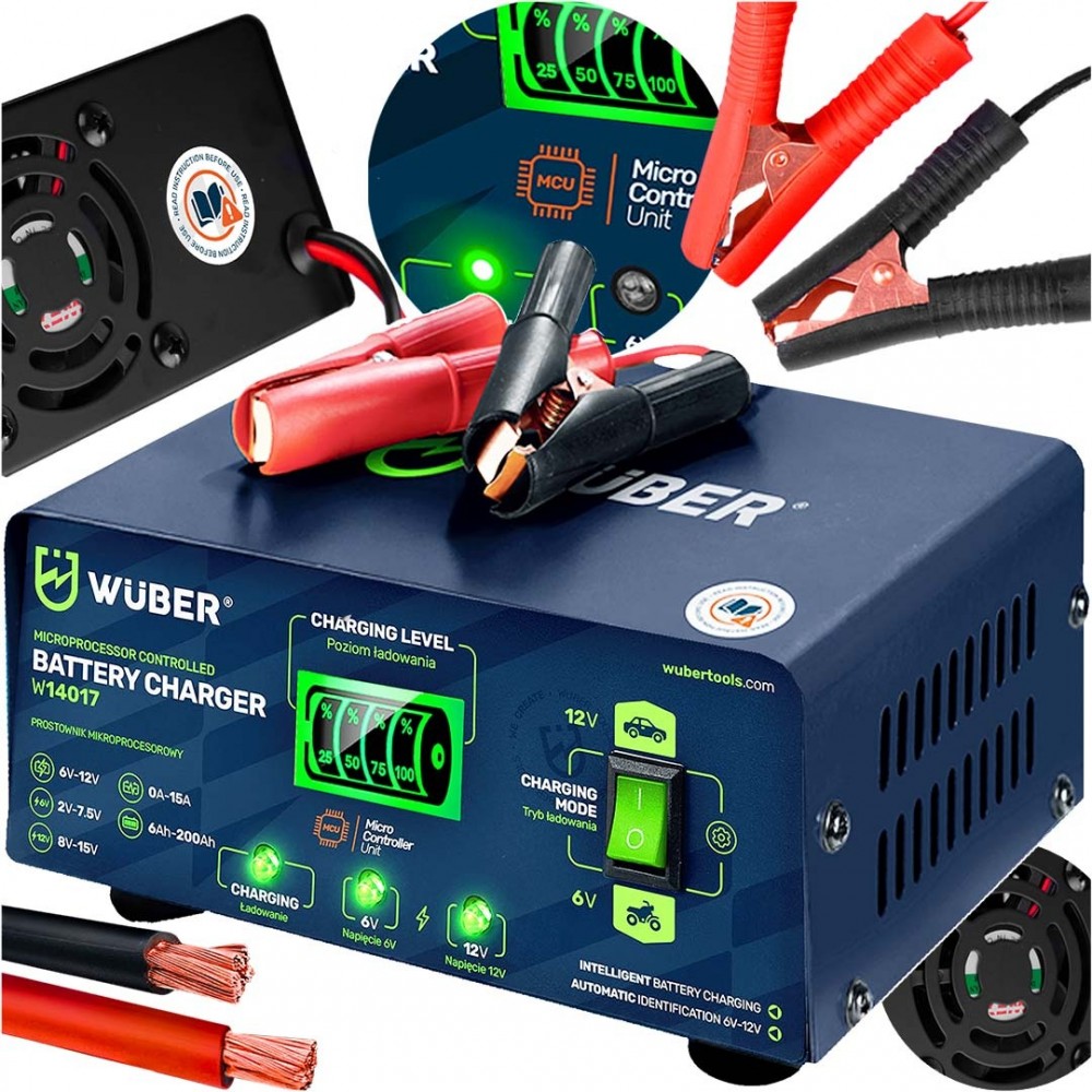 Микропроцесорно зарядно устройство за акумулатори 6-12 V 15A - W14017