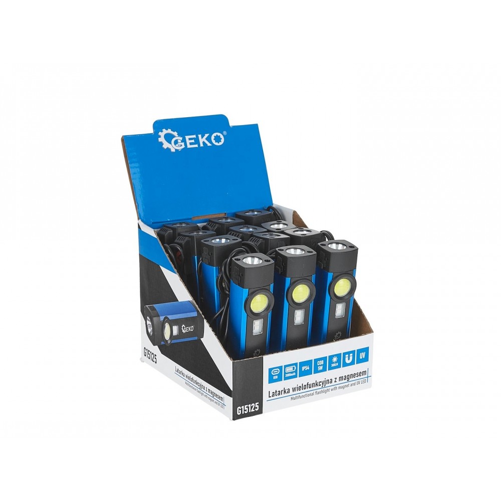 Мултифункционален фенер с магнит и UV, LED, 300 lm, 2000 mAh - G15125