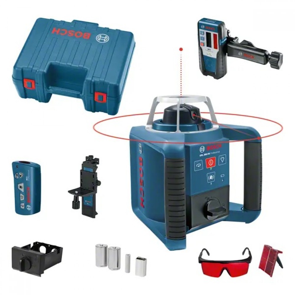 Нивелир лазерен, ротационен, 061599403Y, Bosch GRL 300HV Set