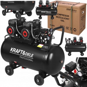 Обезшумен безмаслен компресор за въздух 100 литра 2x2200W - KD4083