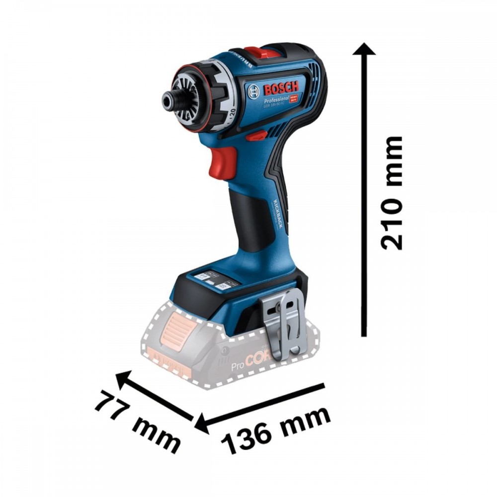Професионален акумулаторен винтоверт 18V 64Nm Bosch GSR 18V-90 FC Professional