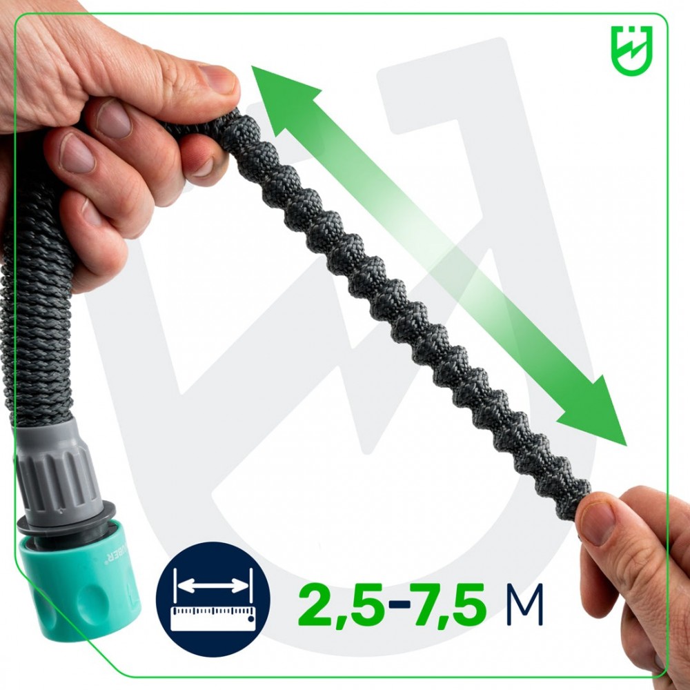 Разтеглив градински маркуч с пистолет 8 в 1, 2.5 - 7.5 метра - W00721