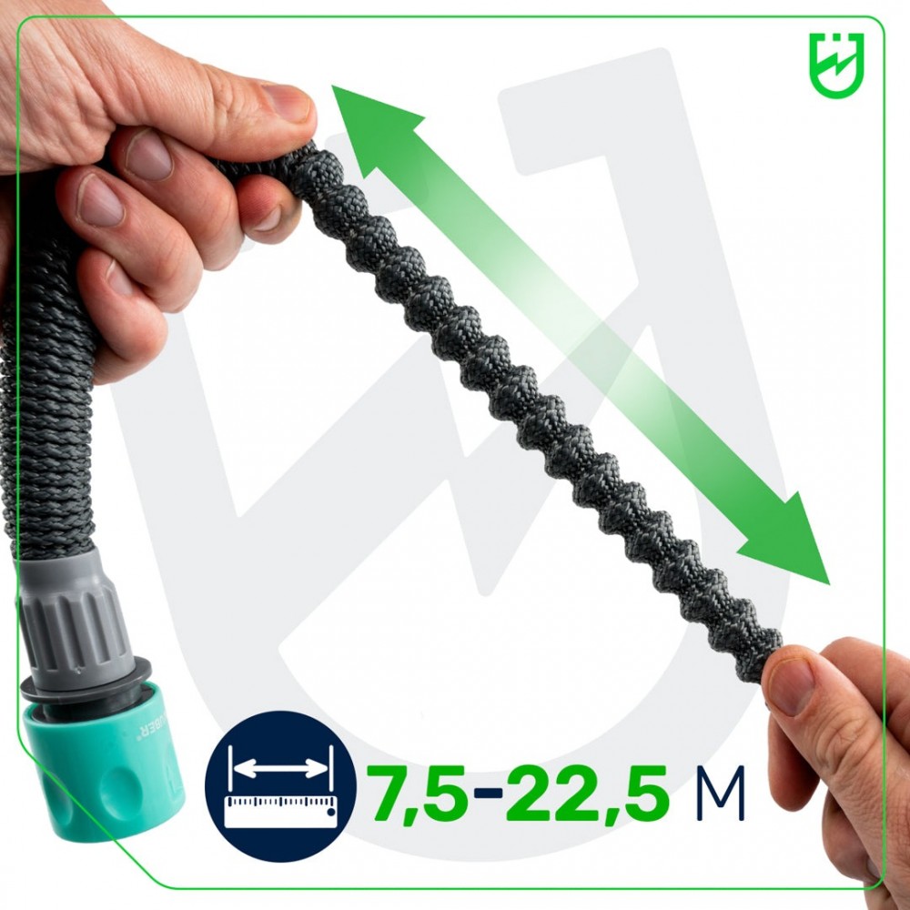 Разтеглив градински маркуч с пистолет 8 в 1, 7.5 - 22.5 метра - W00723