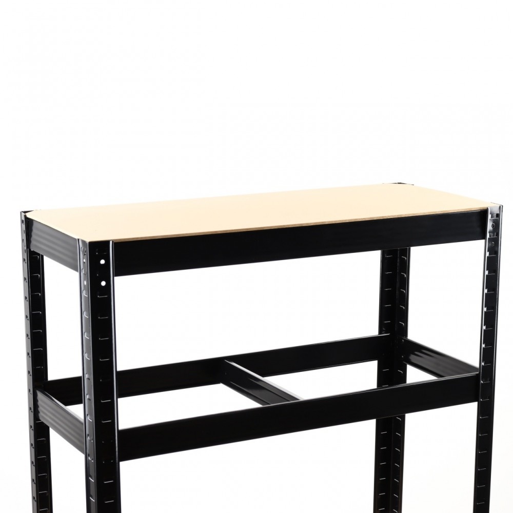 Стелаж черен, 5 рафта MDF, 120Wx45Dx180H см, 175 кг/рафт, без винтове - 120Wx45Dx180H