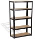 Стелаж черен, 5 рафта MDF, 120Wx45Dx180H см, 175 кг/рафт, без винтове - 120Wx45Dx180H