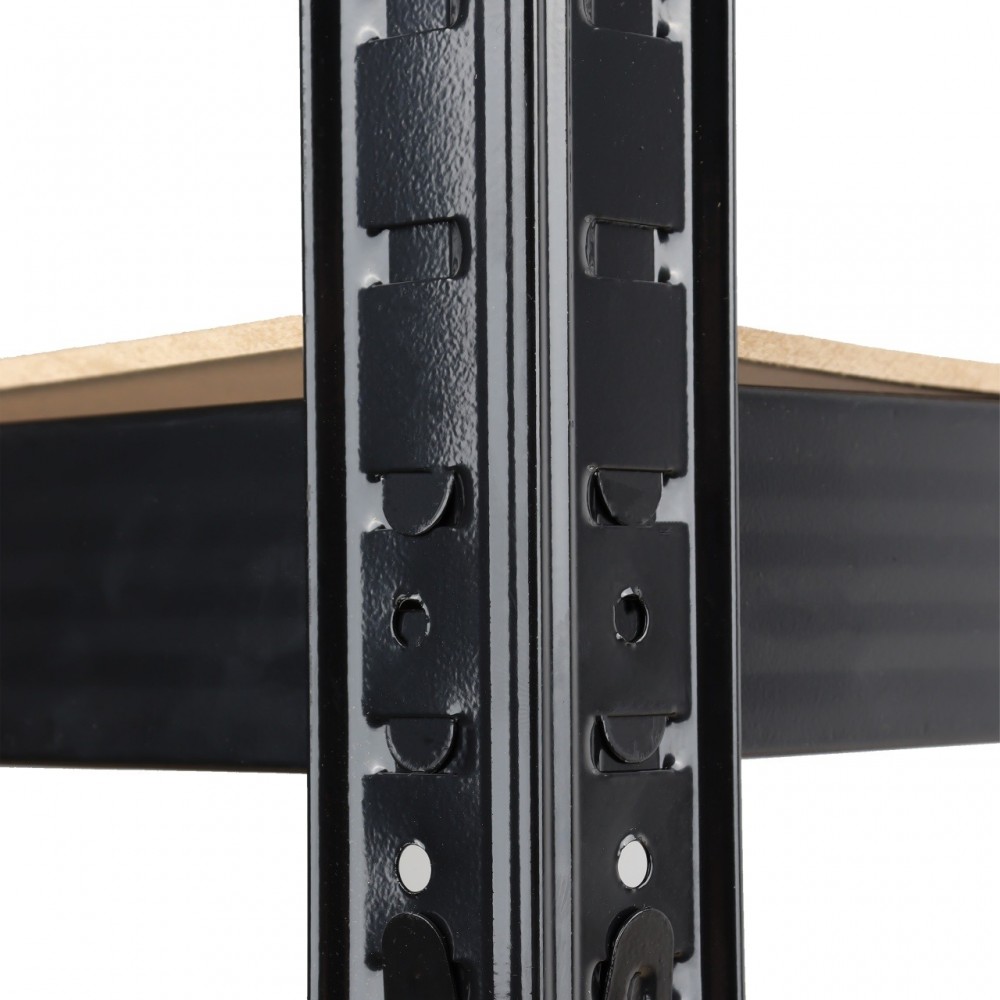 Стелаж черен, 5 рафта MDF, 90Wx45Dx180H см, 175 кг/рафт, без винтове - 90Wx45Dx180H