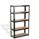 Стелаж черен, 5 рафта MDF, 90Wx45Dx180H см, 175 кг/рафт, без винтове - 90Wx45Dx180H