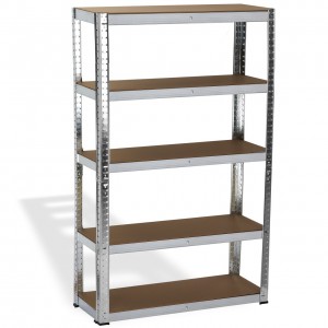 Стелаж поцинкован, 5 рафта MDF, 120Wx45Dx180H см, 175 кг/рафт, без винтове - 120Wx45Dx180H