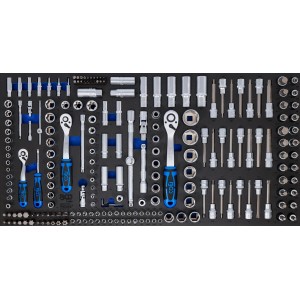 Комплект инструменти, 216 бр., вложки, битове, удължители - BGS74434