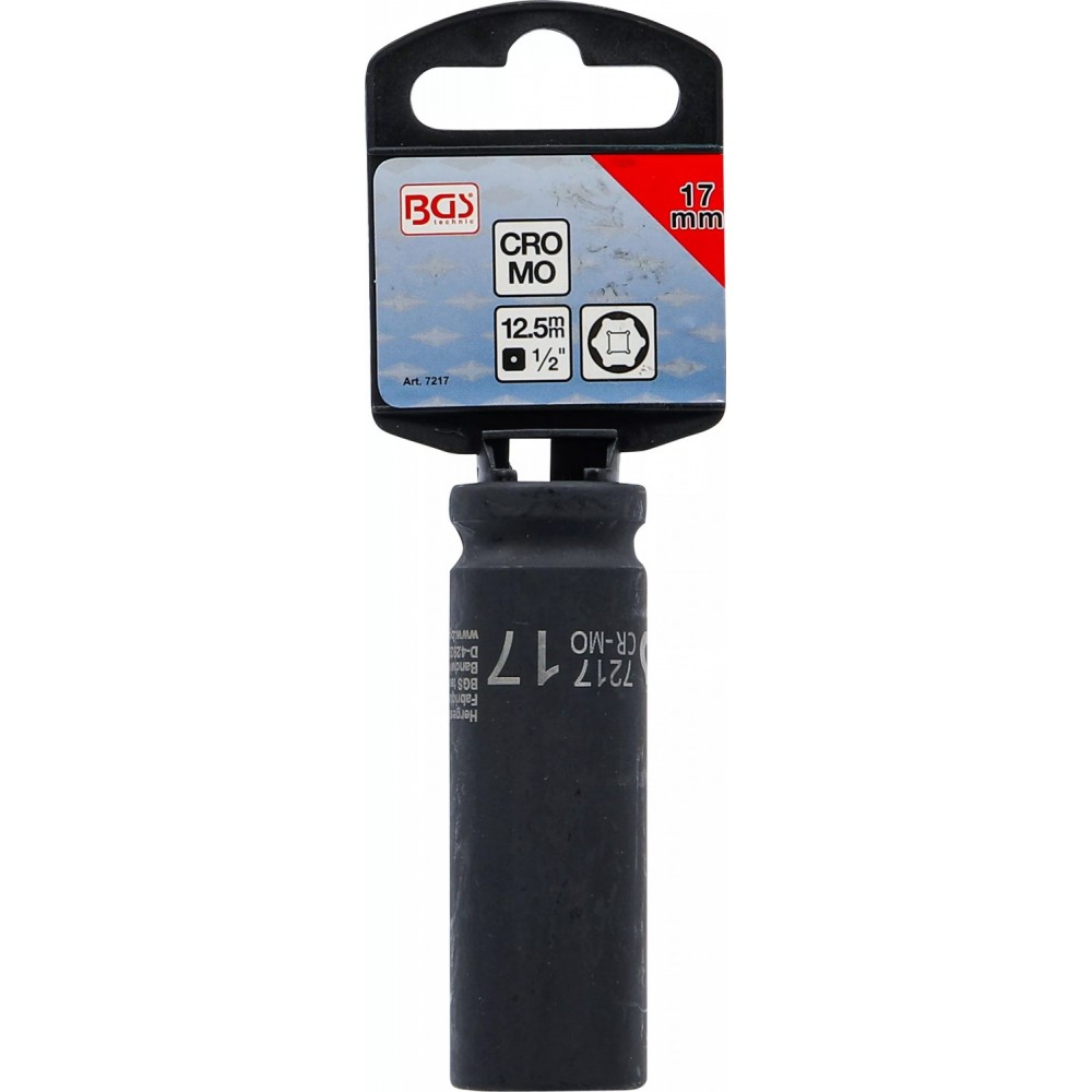 Ударна шестостенна вложка (1/2"), 17 мм за гайковерти - BGS7217