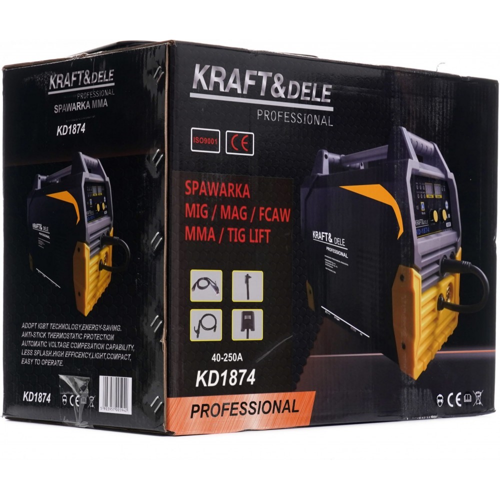 Заваръчен апарат / електрожен MIG/MAG/FCAW/MMA/TIG 40-250A KD1874