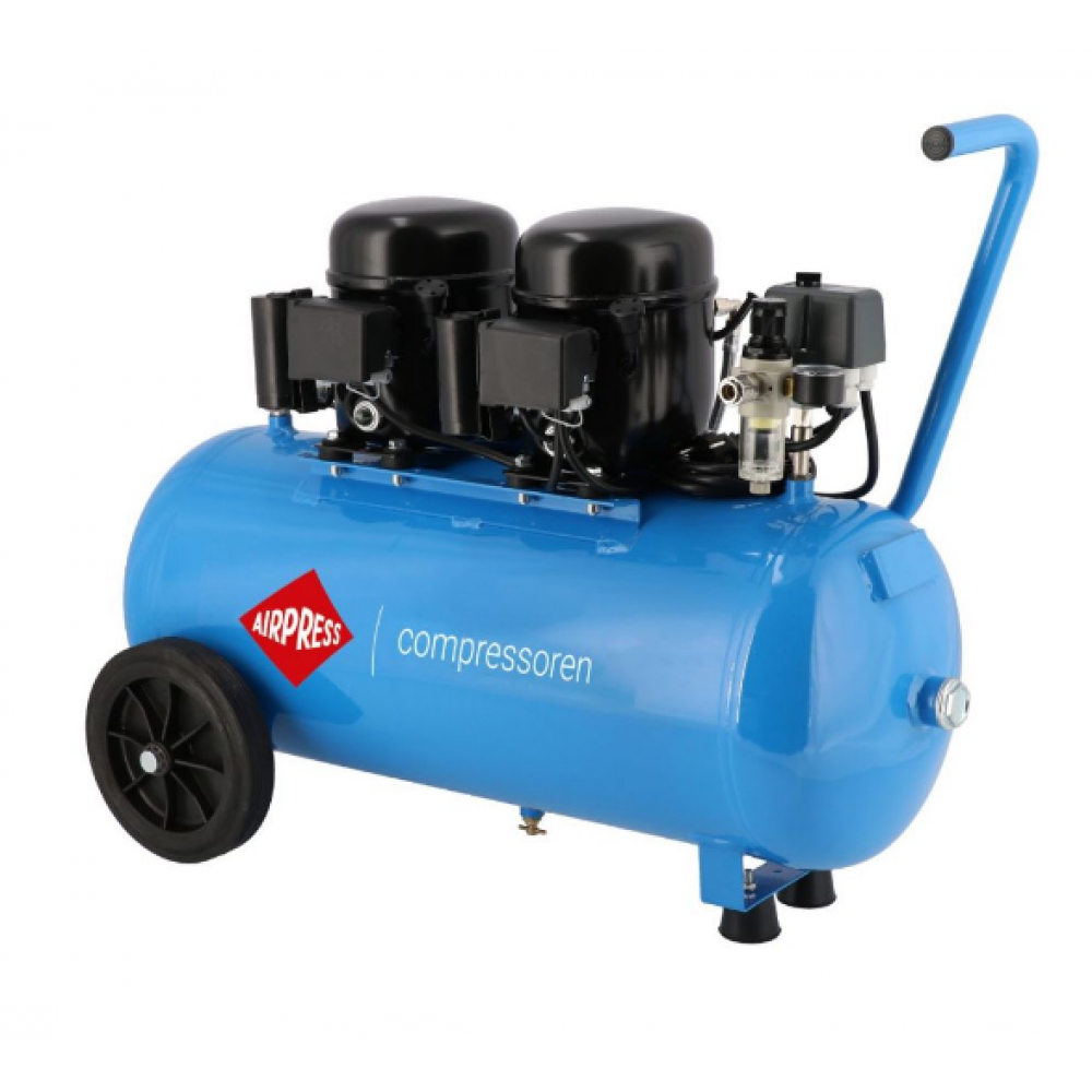 Безшумен двубутален компресор L 100-50 8 бара 1 HP/0.74 kW 80 л./мин. 50 литра 36519